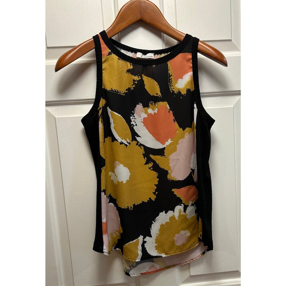 Anthropologie Allison Joy Floral Tank Top - Black with Floral Print, Size S